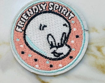 Casper the Friendly Ghost Friendly Spirit Face 2.5" Diameter Embroidered Patch