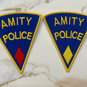Jaws Movie Amity Police Embroidered Patch Set - 5&quot; Tall