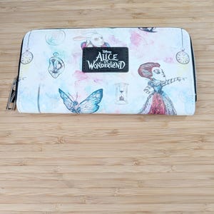 Alice in Wonderland Character Theme Zip Around Clutch Wallet
