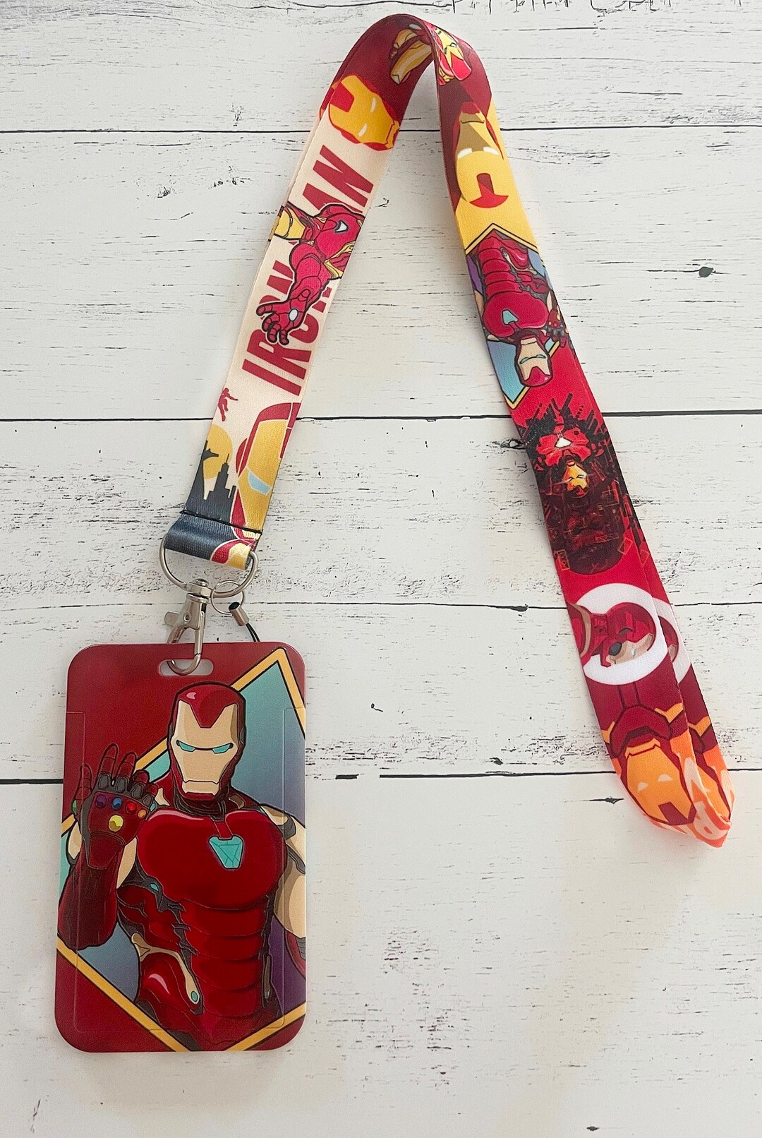 Ironman Super Hero Double Sided Print Keychain Lanyard With ID Holder ...