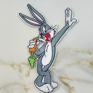 Bugs Bunny Leaning with Carrot 4.5" Tall Embroidered Patch