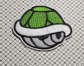 Super Mario Green Turtle Shell 2.5" Wide Iron-on/Sew-on Embroidered Patch