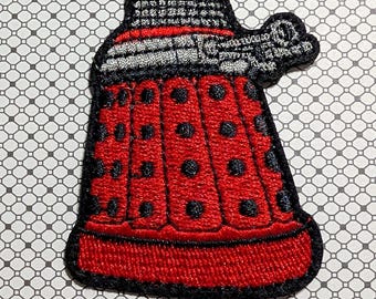Doctor Who Red Dalek 3" Tall Iron-on/Sew-on Embroidered Patch