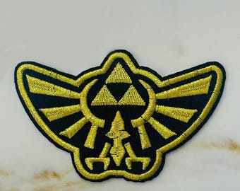 Zelda Gold Triforce Wing 4" Wide Embroidered Patch