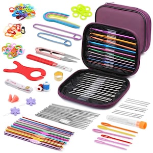 DIY Crochet Kit for Beginner with Yarn & Crochet Backpack, Acrylic or Cotton Crochet Yarn, Crochet guide Book and Supplies