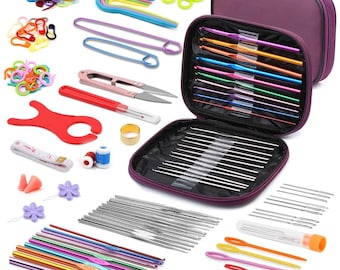 Kit de crochê faça você mesmo para iniciantes com fio e mochila de crochê, fio de crochê acrílico ou algodão, livro guia de crochê e acessórios.