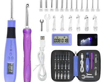 LED Crochet Hook Set with Stitch Counter: Ergonomic DIY Knitting Kit