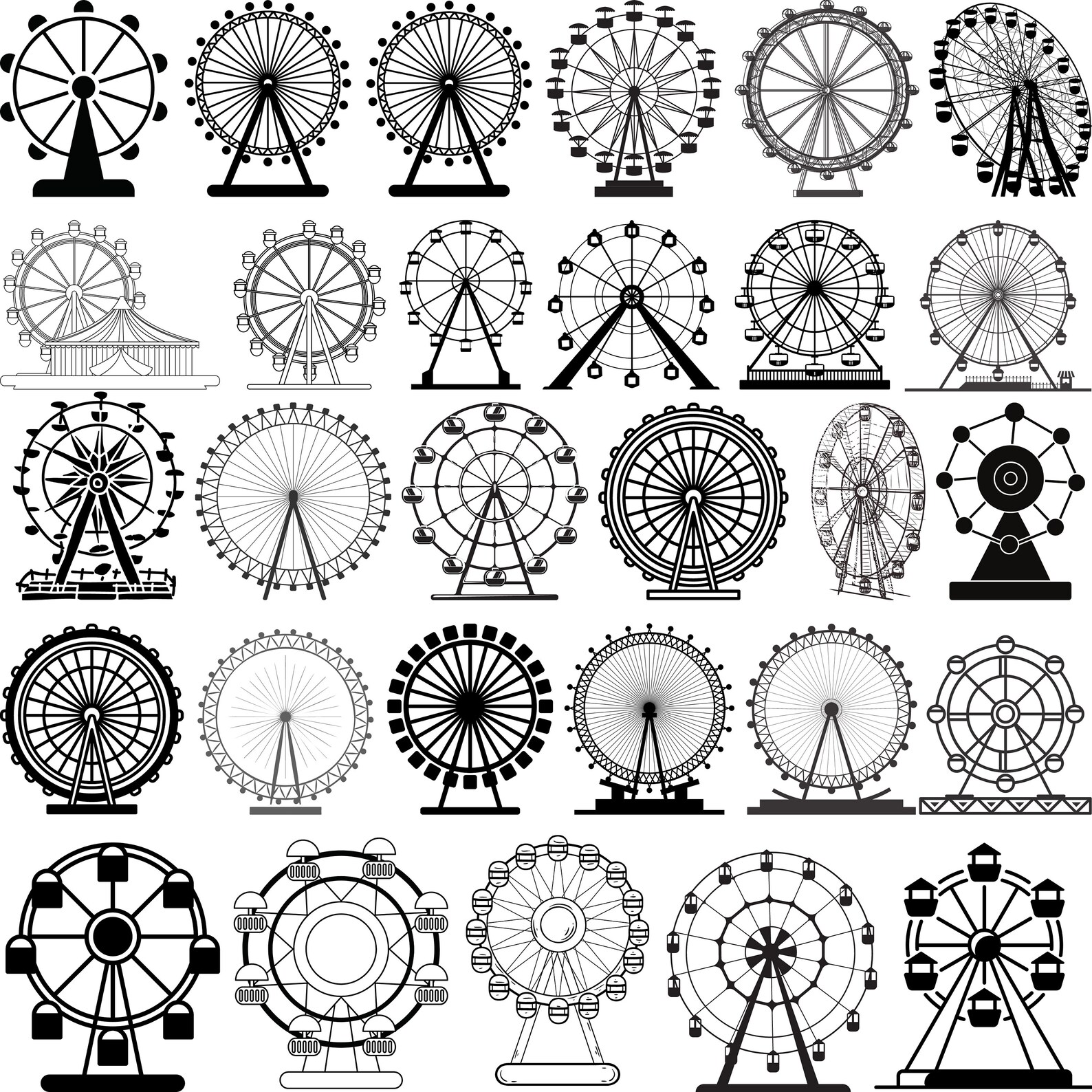 Ferris Wheel Svg Bundle, Adventure SVG, Ferris Wheel Clipart, Theme
