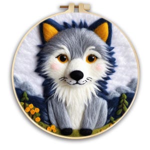DIY Animal Wool Felting Kit with Frame 20x20cm Needle Felt Painting Set for Beginners | Cute Felt Craft Gift | Soft Wool Art Kit