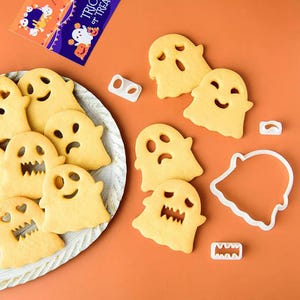 DIY Biscuit Mold Ghost Halloween Cute Expression Swap Cookie Cutters Pressable Kitchen Baking Pastry Bakeware Halloween Crafts