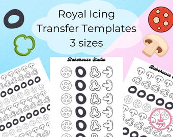 Pizza Toppings Royal Icing Transfer Templates Digital File PDF