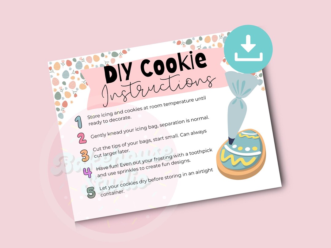 Easter DIY COOKIE Kit Instructions, Printable Valentine Cookie Kit ...