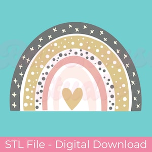 Cookie Cutter STL File |  BOHO Rainbow Cookie Cutter Shape