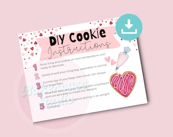 Valentine DIY COOKIE Kit Instructions, Printable Valentine Cookie Kit Instructions, Decorate Your Own Cookies, #TAG1001