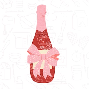 STL Champagne Bottle with Bow | Digital Cookie Cutter | Wine Wedding | New Years Anniversary | Digital File | 1061