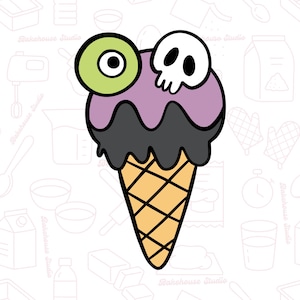 STL Spooky Ice Cream | Digital Cookie Cutter | Dessert Halloween | Creepy Skull | Goblin Eyeball | 1035