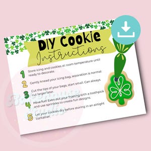 Istruzioni per il kit fai da te per biscotti a forma di trifoglio, istruzioni stampabili per il kit per biscotti di San Patrizio, decora i tuoi biscotti