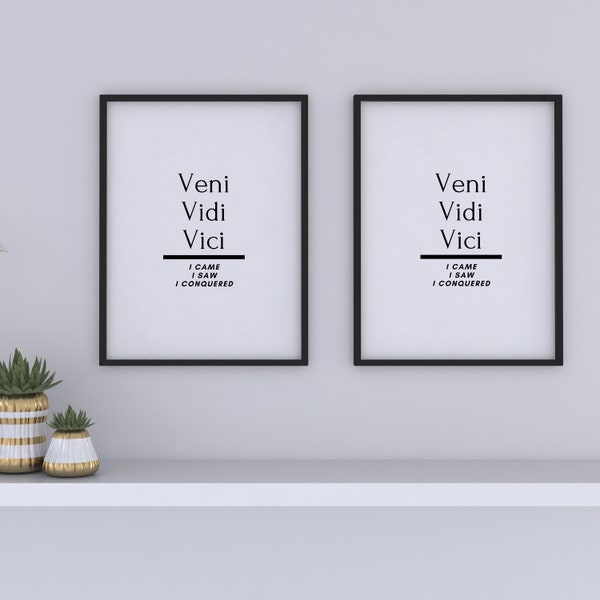 Vini vidi vici print, latin text print, wall art print, wall decor, latin text wall art, printable wall art