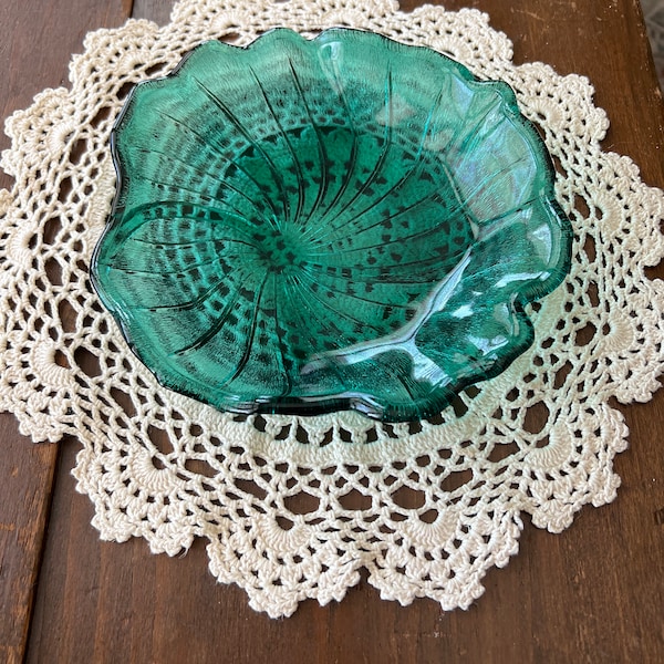 Salad Dessert Plate Teal Colored Glass Flower Petal Shaped Gift for Her Collectible Vintage Indiana Glass Lily Pons Teal Salad/Dessert Plate