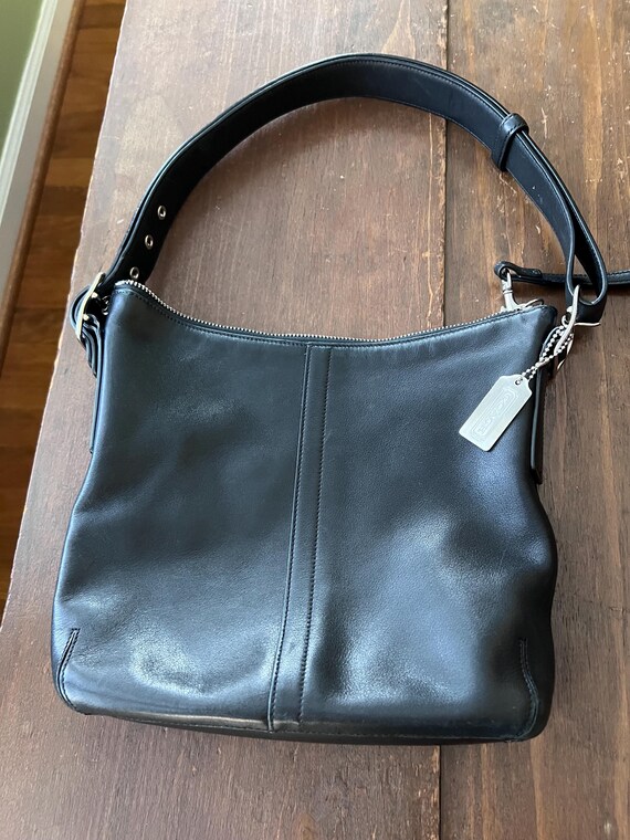 Vintage Matte Black Coach Shoulder Bag Purse Silver Hardware Adjustable Strap Keychain Three Interior Pockets Gift for Her Collection Etsy