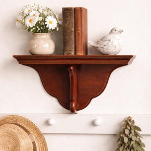 Vintage Wooden Wall Shelf, Small Display Ledge, Dark Wood Hanging Shelf, Entryway Organizer, Rustic Farmhouse Decor, Cottagecore Wall Accent