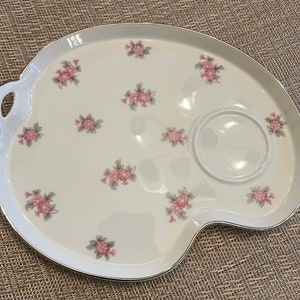 Vintage Noritake China Rose Palace Luncheon Plates, Pattern 5539, Pink Flowers and Gray Leaves, Platinum Trim, Set of 6, Gift for Her Home
