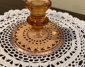 Vintage Pink Depression Glass Candlestick, Gift for Her Home Decor Collection, Party or Shower Table Arrangement, Holds Tapered Candle
