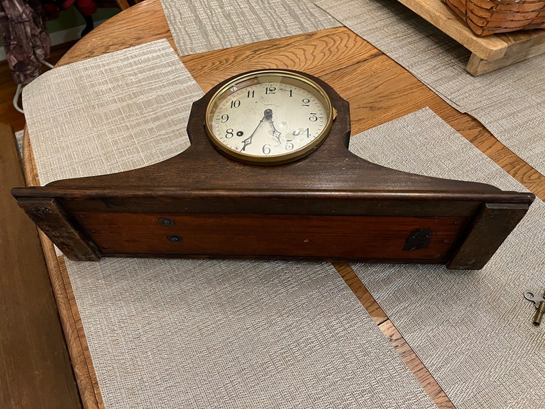 Mantel Clock Ansonia Vintage Key Wind up Clock With Working Chimes Does Not Keep Time Mahogany
