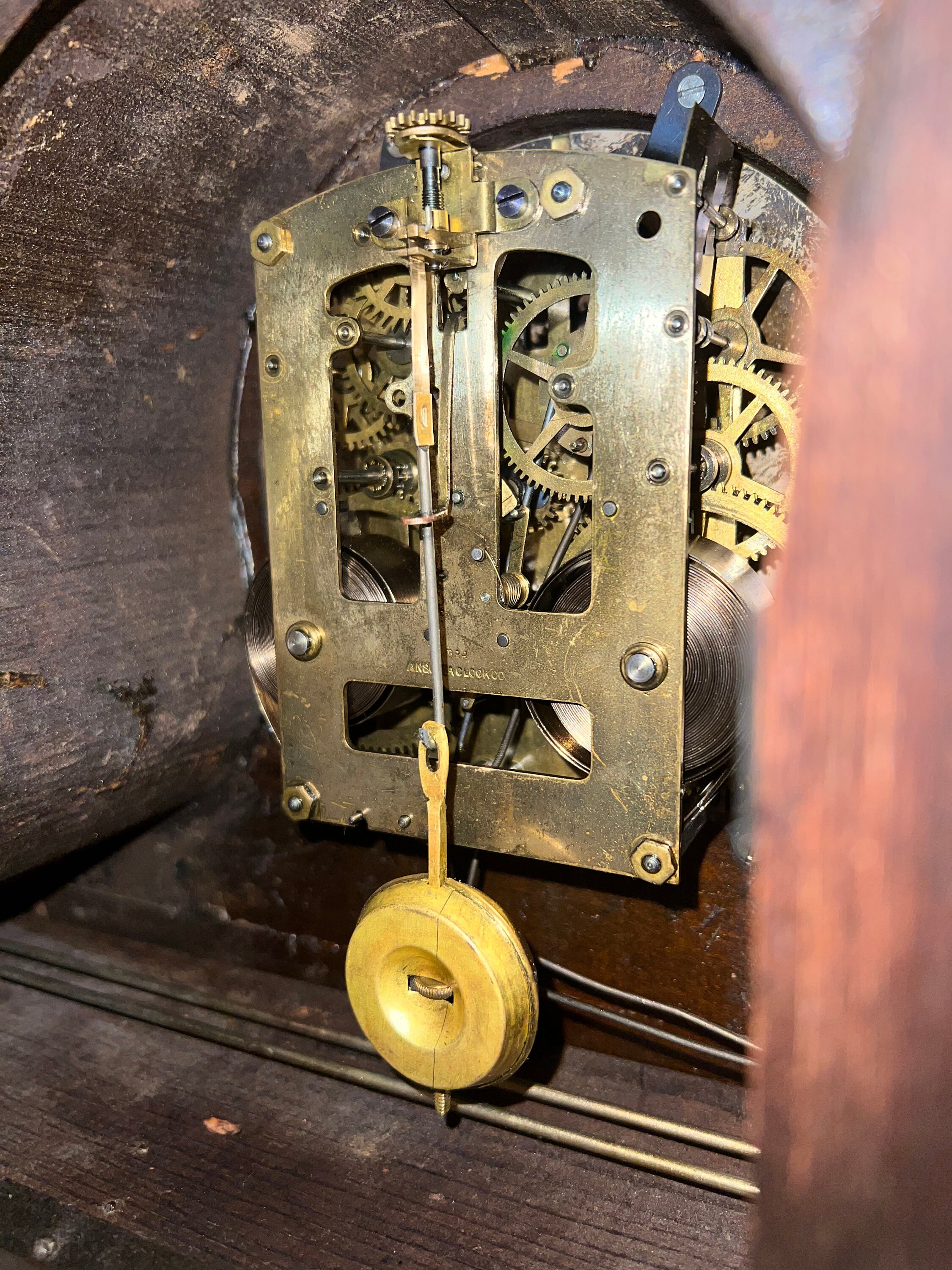 Mantel Clock Ansonia Vintage Key Wind up Clock With Working Chimes Does Not Keep Time Mahogany