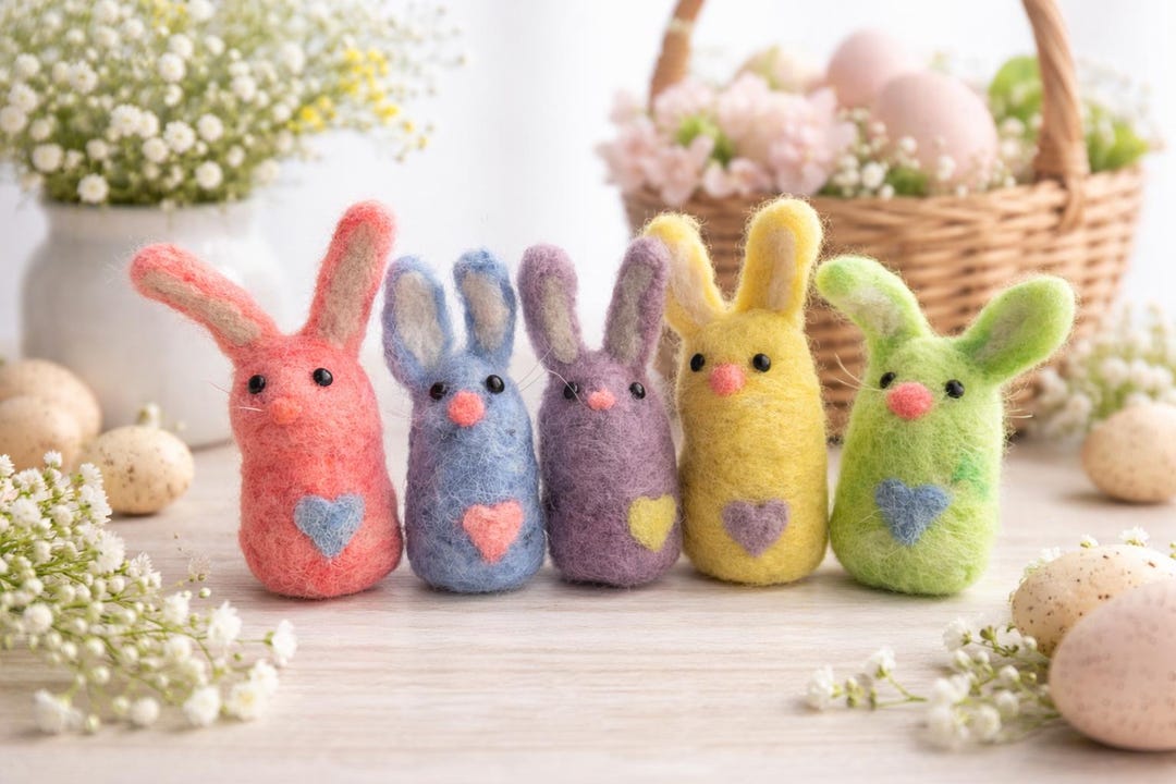 Needle Felted Bunny | Handmade Wool Easter Bunnies | Pastel Felt Rabbit ...