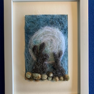 wool Felted Art - ‘Bunnies in the Moonlight’