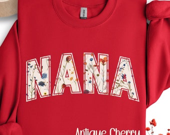 Nana Grandma Crewneck Sweatshirt, Floral Gift for Mother's Day, Mothers Day Gift For Grandma, New Nana Announcement
