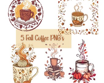 Pumpkin Spice PNG, Cozy Autumn Coffee Clipart, Fall Mug Illustration, Sublimation & Print Design, Crafts