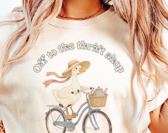 Dilly Dallying Shirt, Silly Goose Comfort Colors Tee, Thrift Lover Graphic Tee, Cottagecore Goose Shirt, Vintage Thrifting Tee