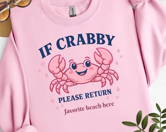 Custom Name Crabby Beach shirt, Summer Vacation Sweatshirt, Gildan 18000