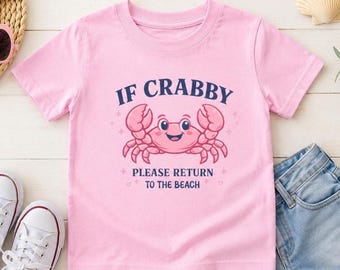 Crabby Crab Graphic Toddler T-shirt, Beach Vacation Personalized Name Tee