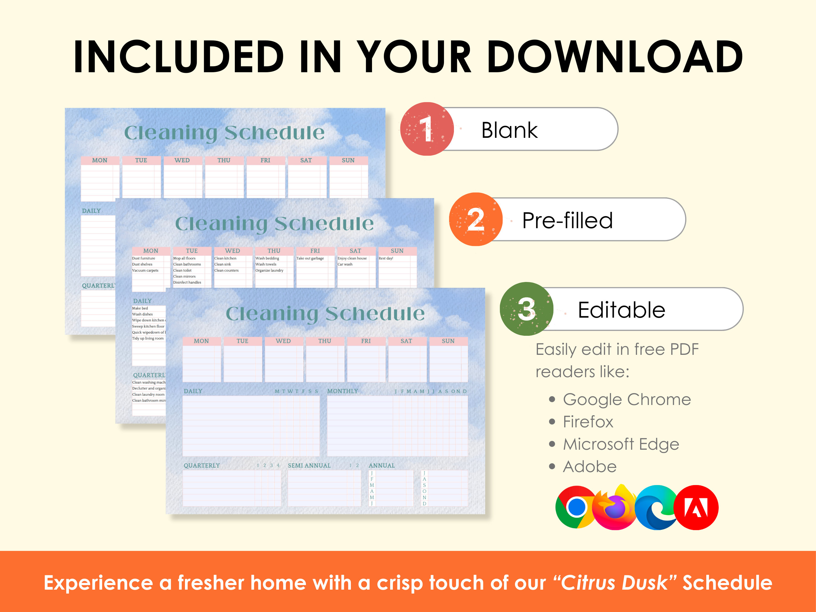 EDITABLE Cleaning Schedule Planner, Aesthetic Digital Weekly Cleaning ...