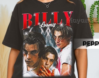 Koszulka z nadrukiem w kolorach retro lat 90. z Billy'm Loomisem, koszulka z nadrukiem Billy'ego Loomisa z motywem horroru na Halloween, prezent dla kobiet i mężczyzn