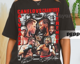 Retro 90&#39;s Comfort Colors Canelo Alvares VS Terence Crawford T-Shirt, Canelo VS Crawford Boxing Fan Bootleg T-Shirt, Gift For Women and Man