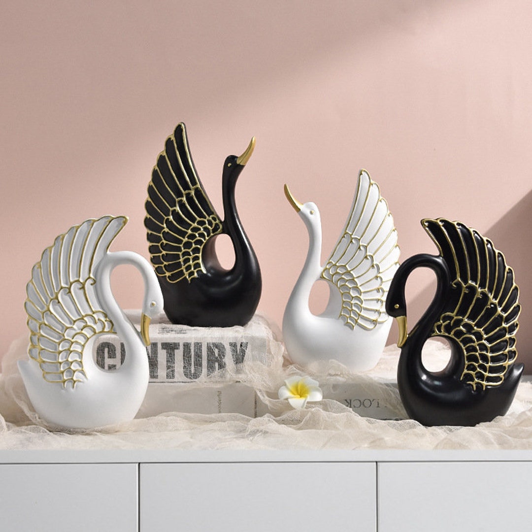 2 Pieces Swan Sculpture Decor Swan Table Decorations Elegant Etsy