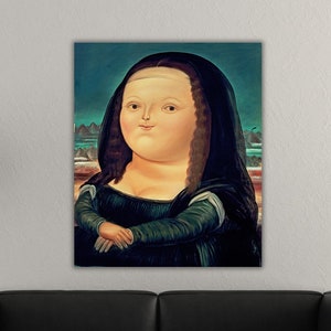 Fat Mona Lisa Poster, riesige Leinwand Hauswanddekor, Fernando Botero Mona Lisa Leinwand Wandkunst, Botero Kunst, Mona Lisa Fun Art, Fernando Botero Kunst