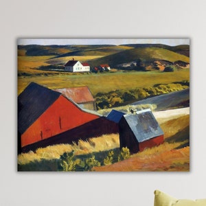 Edward Hopper Kunst, Reproduktion Druck Wandkunst, Edward Hopper Cobbs Barns and Distant Houses Leinwand Kunst Druck, Edward Hopper Gemälde