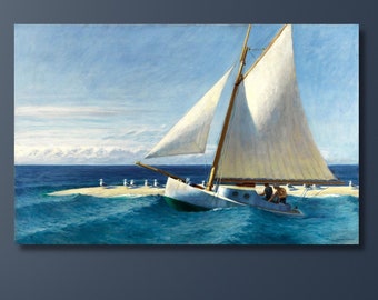 Edward Hopper Artworks,Canvas Wall Art Decors,Edward Hopper Sailboat Poster,Sea Canvas Wall Art Print,Hopper Famous Painting,Fine Art Canvas