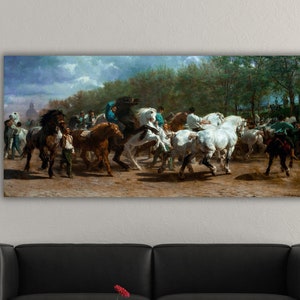 Horse Racing canvas print,Rosa Bonheur art,Rosa Bonheur Horse Fair 1835 Poster Art Canvas,Rosa Bonheur Art Painting,Modern Canvas Wall Art