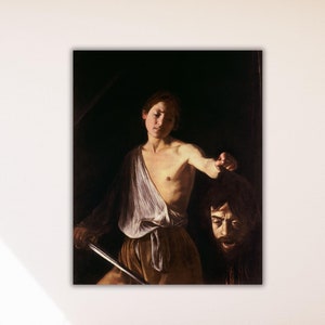Caravaggio Painting Canvas Art,Caravaggio David with the Head of Goliath 1610 Poster Art Print,Vintage Art Print,Exhibition Poster Art Print