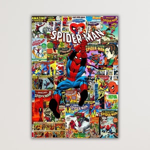 Spiderman Comics Book Canvas Art,Kids Room Wall Art Decor,Spiderman Comics Book Poster Print,Graffiti Spiderman Canvas Print,Gift for Kids