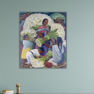 Rivera Artwork,Diego Rivera Canvas Wall Art,Diego Rivera Flower Festival Ready To Hang Canvas,Feast of Santa Anita Art Print,Diego Rivera