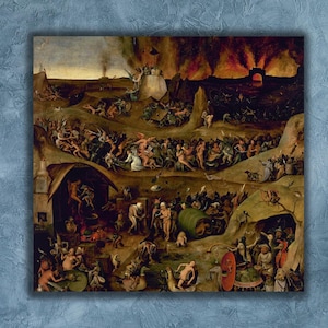 Inferno Wall Art,Christian Wall Art Decor,Pieter Huys Inferno 1570 Poster Art Canvas, Inferno Print,Vintage Poster Print,Modern Wall decors