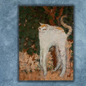 Pierre Bonnard Cat Poster, Famous Art,  Le Chat Blanc 1894 by Pierre Bonnard Canvas Art Print, Vintage Cat Wall Art,Ready to Hang, Art Gift