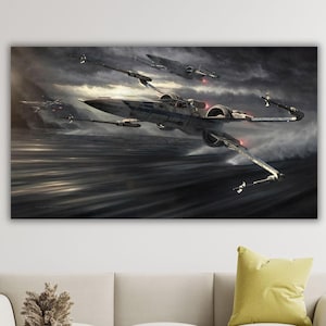 Poster di Star Wars Fighter Plane art,X-wing - Stampa di Star Wars,Arte murale su tela di Star Wars,Arredo per la casa di Star Wars,Stampa di Star Wars